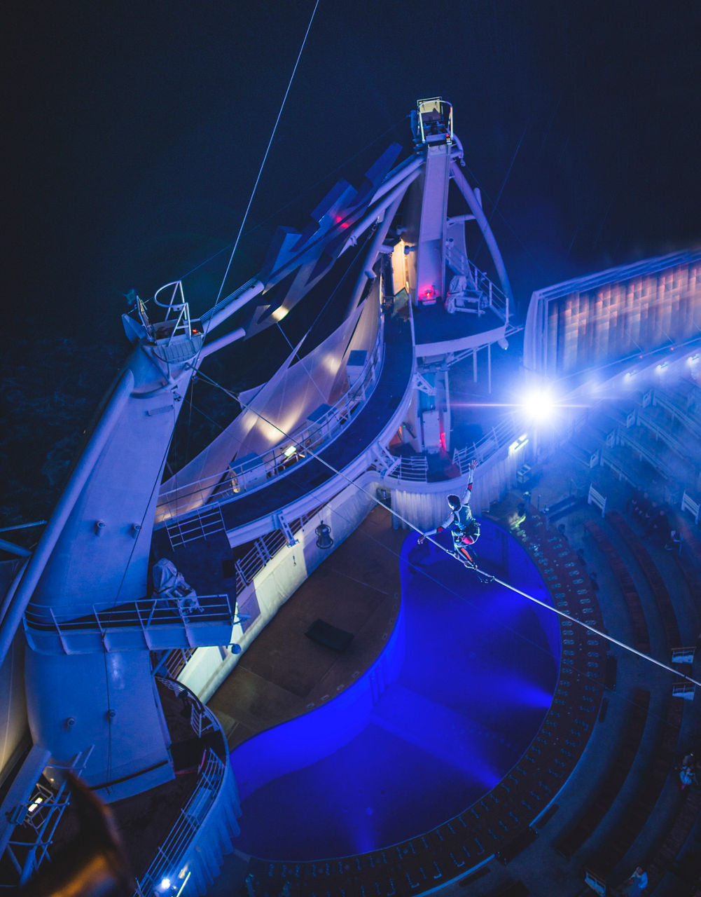 The Fine Line Cruise Show Performer on tight rope Royal Caribbean