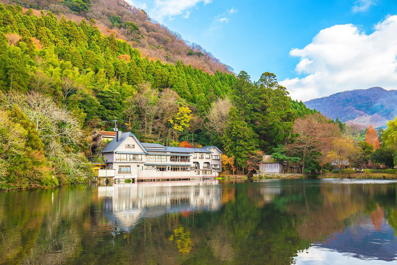 Autumn at Lake Kinriko in Yufuin Town Oita, Japan