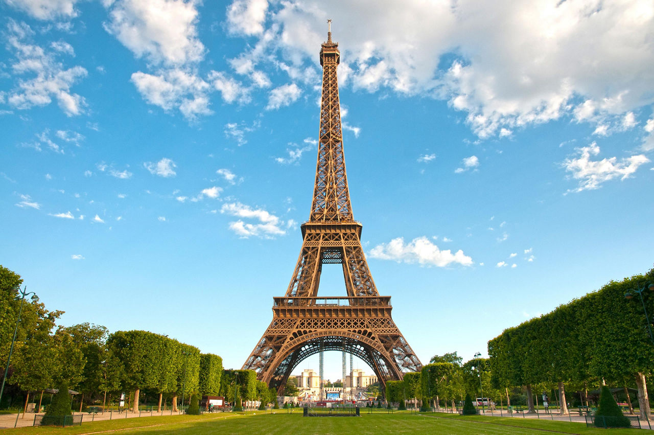 View of the Eiffel Tower in Paris, France