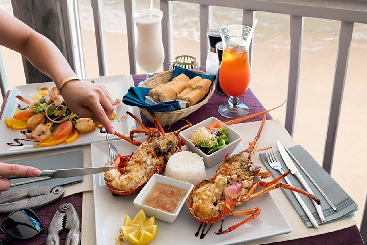 Enjoying a Relaxing, Seaside Lobster Lunch, Philipsburg, St. Maarten