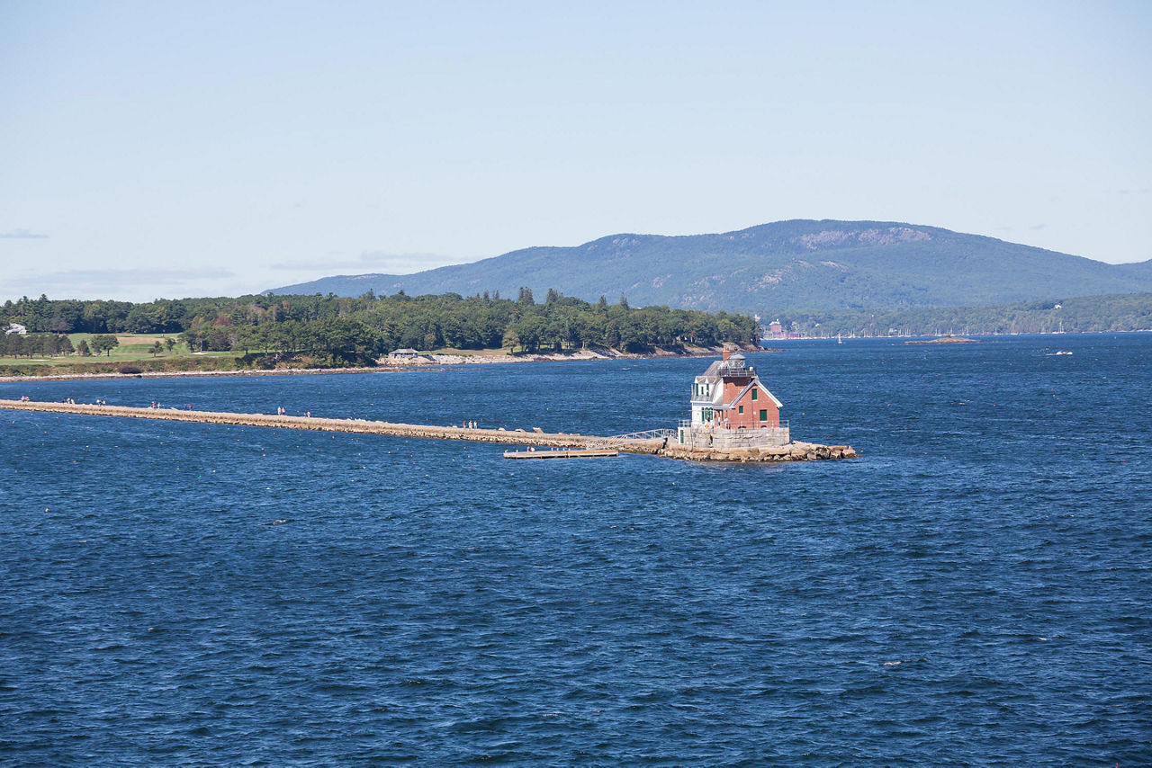 An aerial view of Breakwater Lighthouse