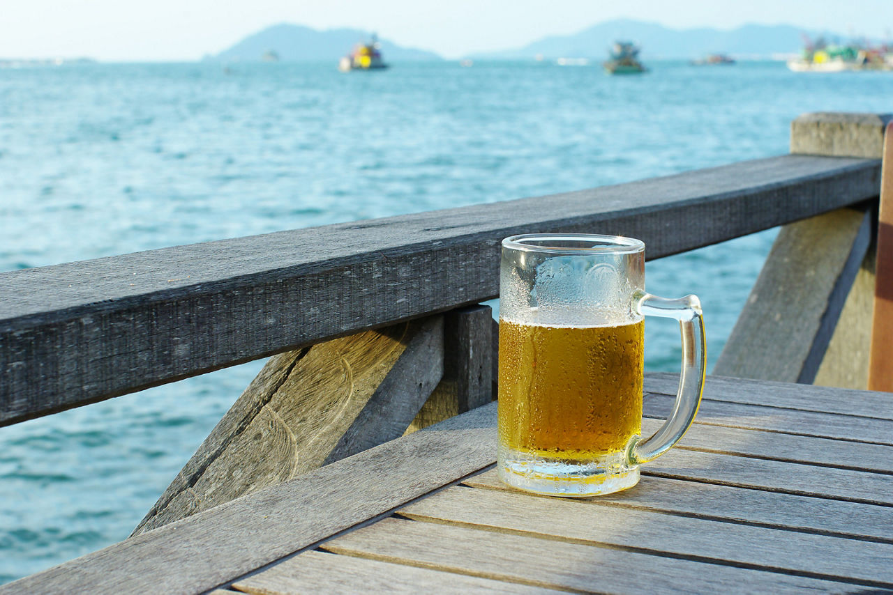 Beer on a sea coast, Crooked Hammock Brewery. Northeast America.