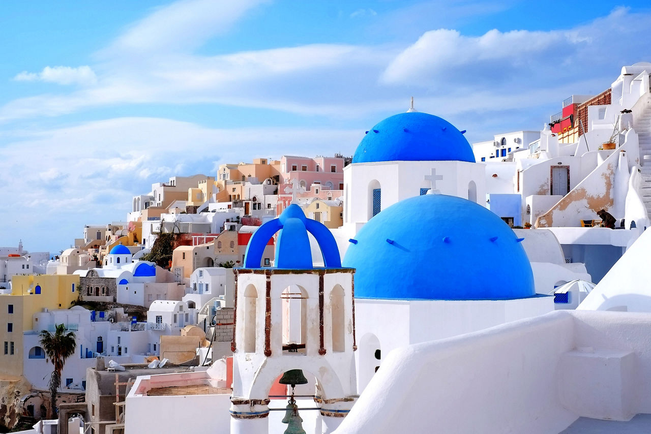Greece Santorini Cyclades Islands Blue Dome 