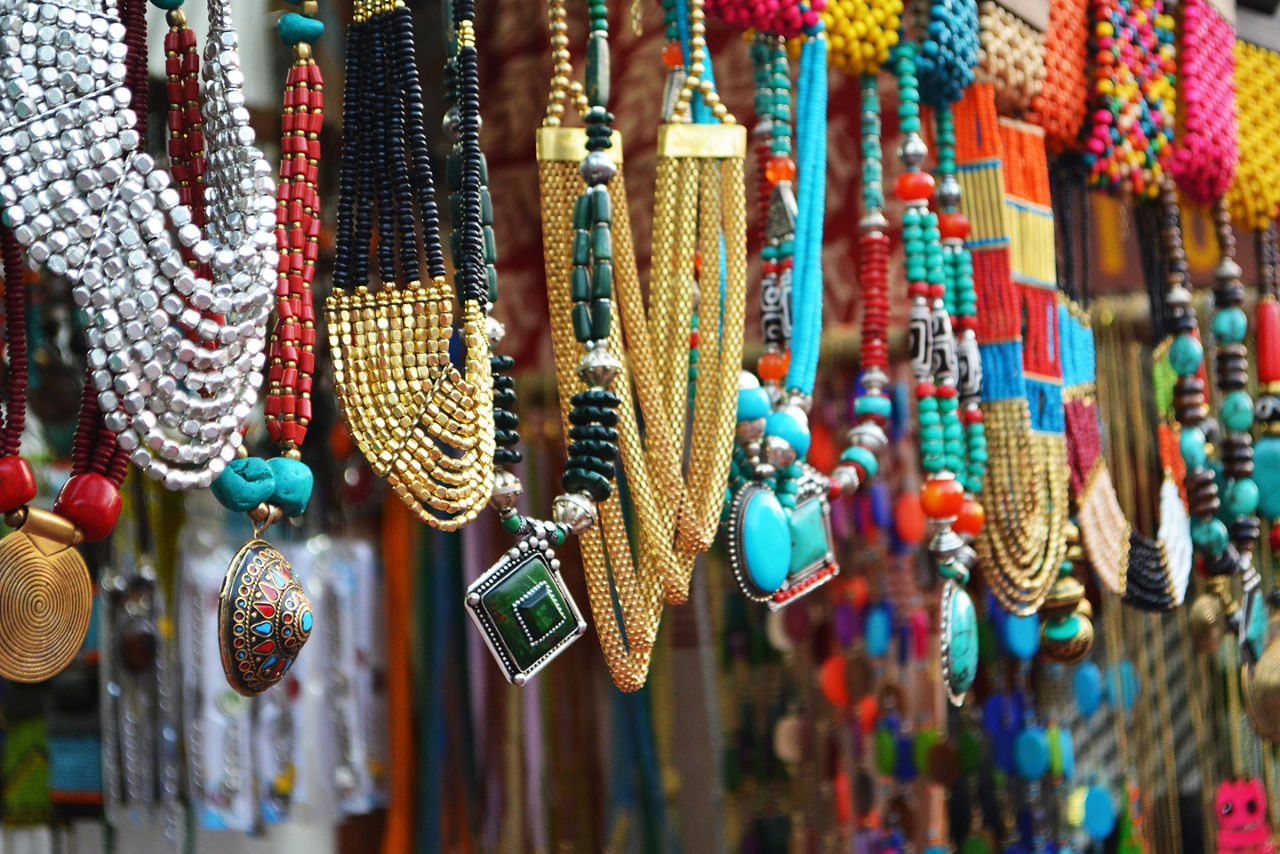 Jewelry shop in street markets. Delhi, India