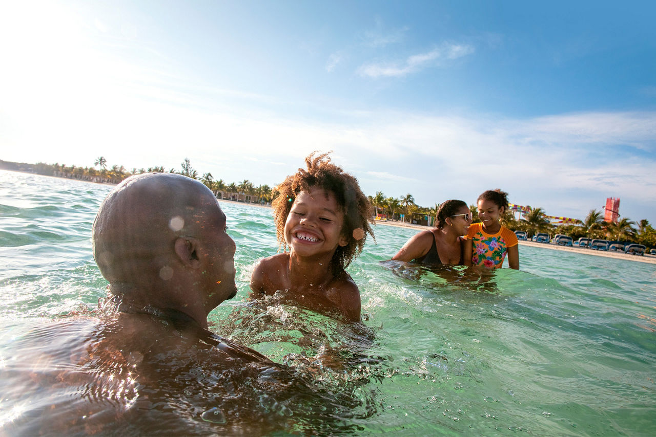 Family Swimming in the Ocean, Perfect Day at Coco Cay