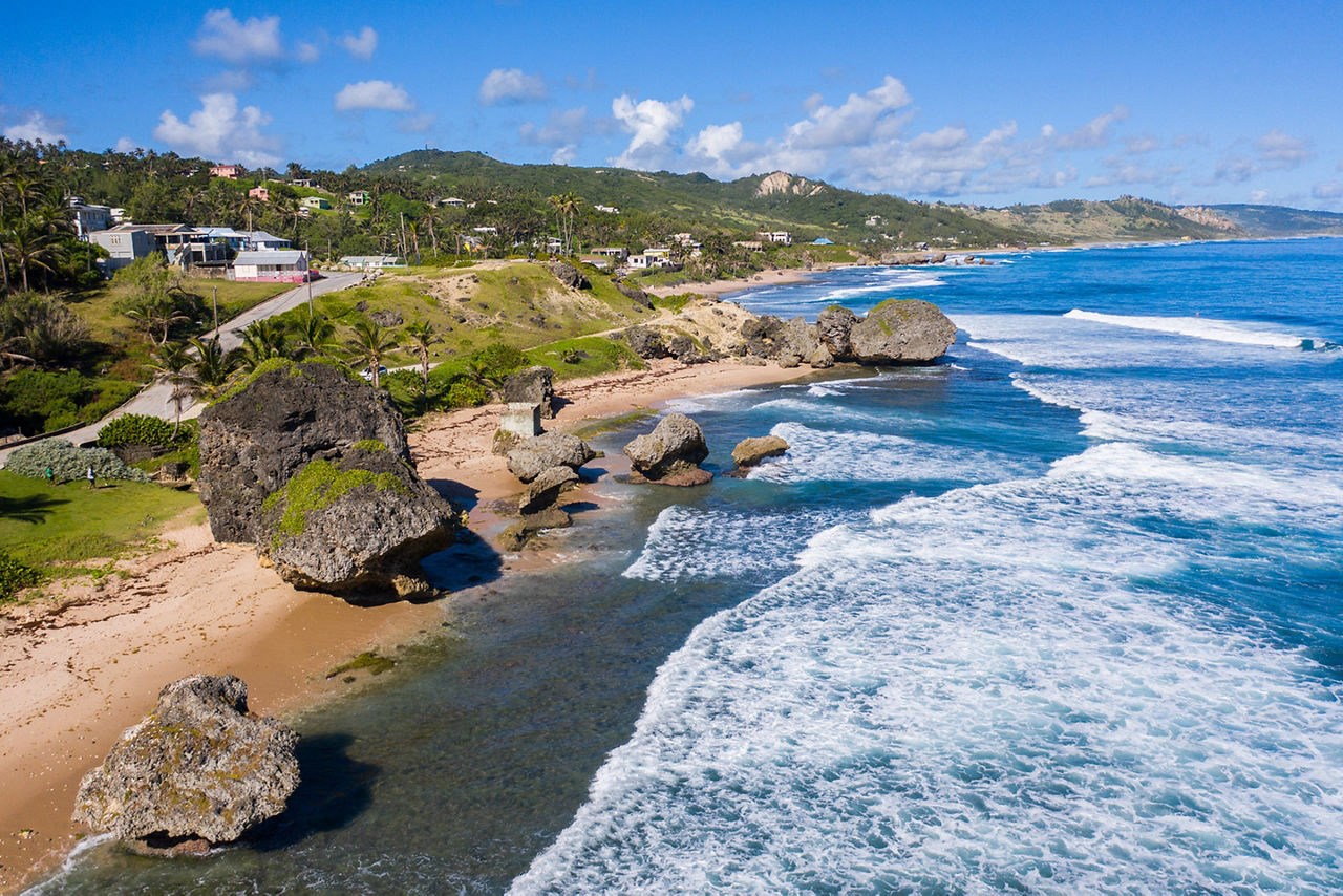 Barbados Beach Rocks Shoreline