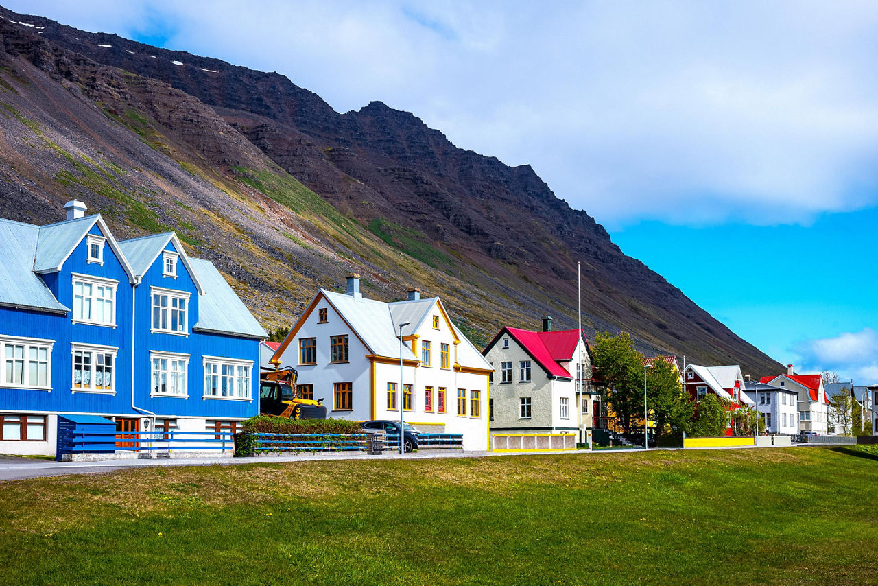 Isafjordur, Iceland, Tungata square