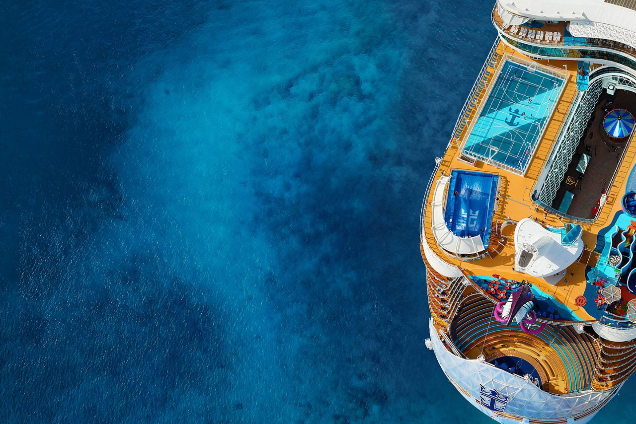 Wonder of the Seas Aft View Aerial